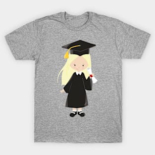 Graduation Girl, Cute Girl, Blonde Hair, Diploma T-Shirt